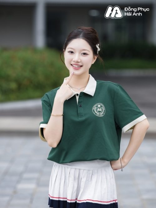Áo polo Besties màu xanh Iris