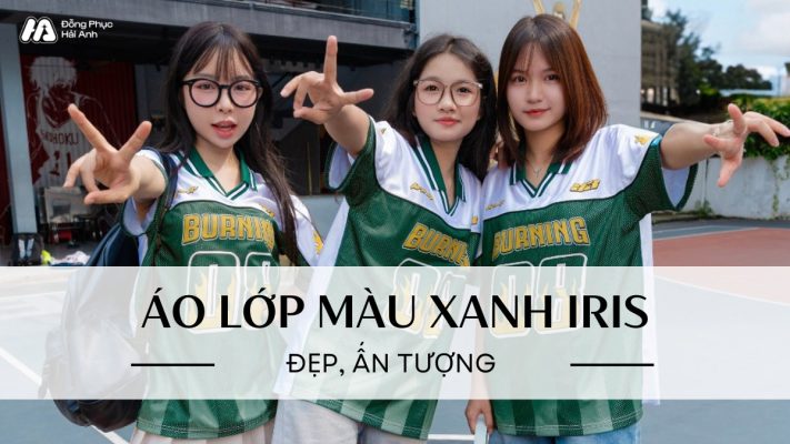 Áo lớp màu xanh iris