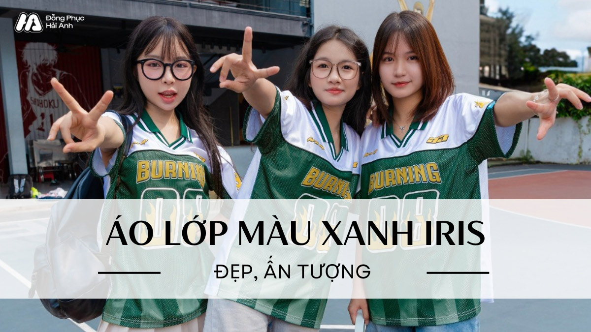 Áo lớp màu xanh iris