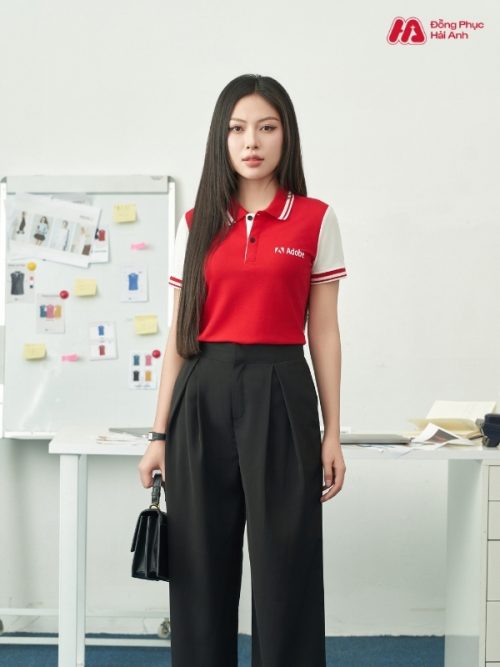 Mẫu Áo Polo Đồng Phục Công Ty Adobe Màu Đỏ - 1