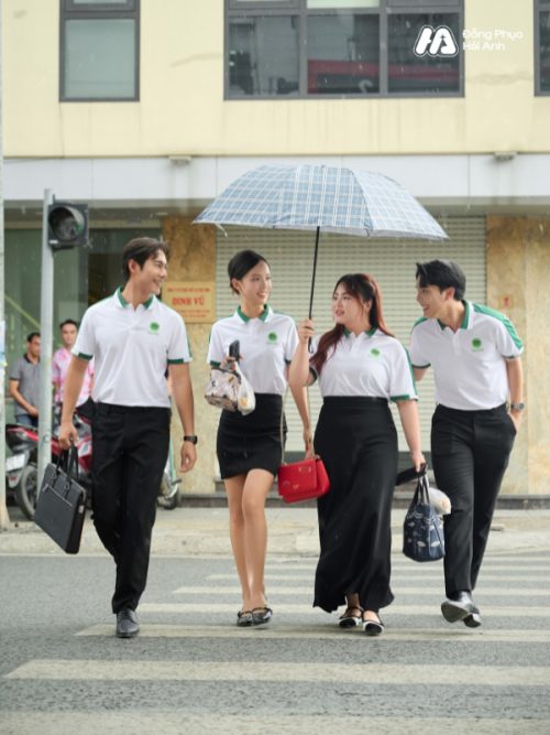 Mẫu Áo Polo Đồng Phục Công Ty Aircool Màu Xanh - 3
