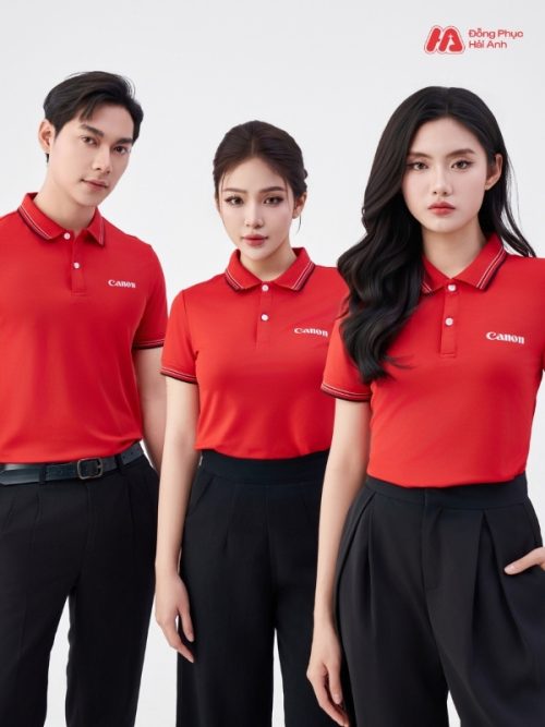 Mẫu Áo Polo Đồng Phục Công Ty Canon Màu Đỏ - 4