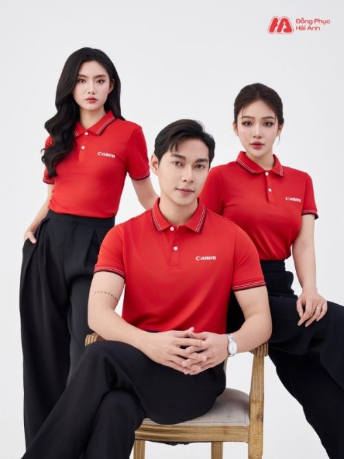 Mẫu Áo Polo Đồng Phục Công Ty Canon Màu Đỏ - 2