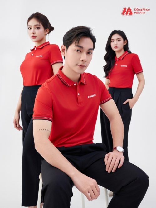Mẫu Áo Polo Đồng Phục Công Ty Canon Màu Đỏ - 1