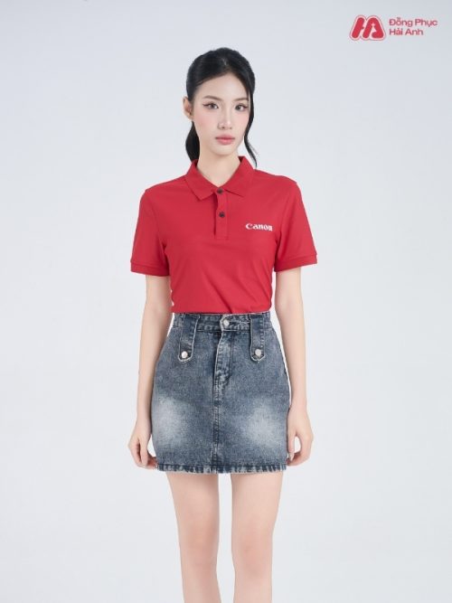 Mẫu Áo Polo Đồng Phục Công Ty Canon Màu Đỏ Đô - 2