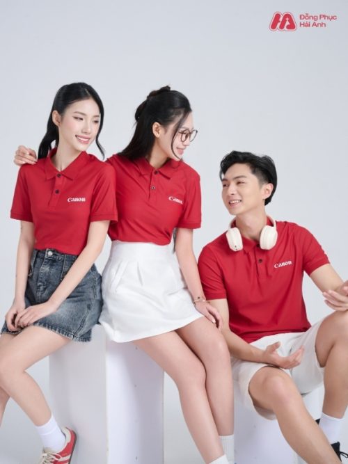 Mẫu Áo Polo Đồng Phục Công Ty Canon Màu Đỏ Đô - 3