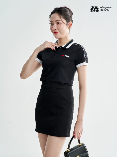 Mẫu Áo Polo Đồng Phục Công Ty Intersection Màu Đen MSB - 3