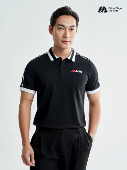 Mẫu Áo Polo Đồng Phục Công Ty Intersection Màu Đen MSB - 4