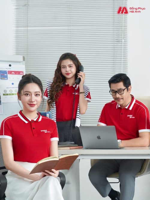 Mẫu Áo Polo Đồng Phục Công Ty Intersection Màu Đỏ Vietjet Air - 3