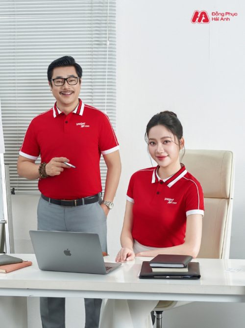 Mẫu Áo Polo Đồng Phục Công Ty Intersection Màu Đỏ Vietjet Air - 1