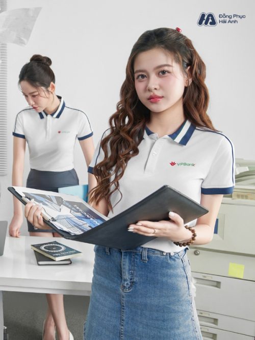Mẫu Áo Polo Đồng Phục Công Ty Intersection Màu Trắng Gạo VPBank - 1