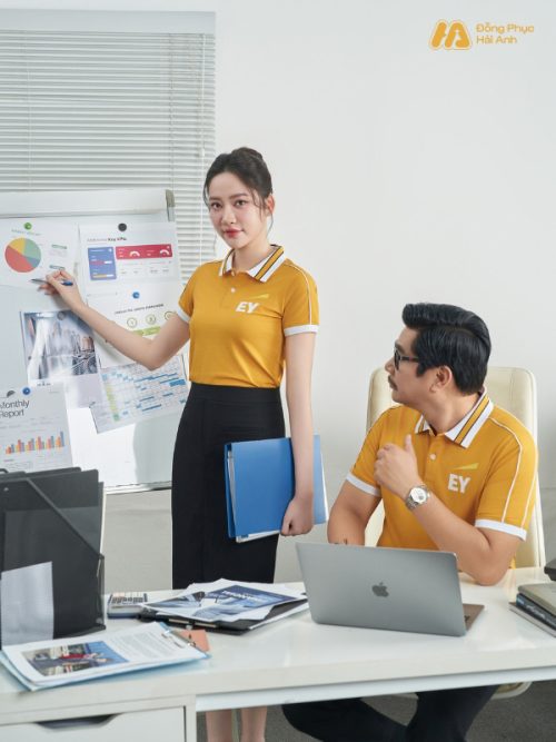 Mẫu Áo Polo Đồng Phục Công Ty Intersection Màu Vàng Cúc EY - 1