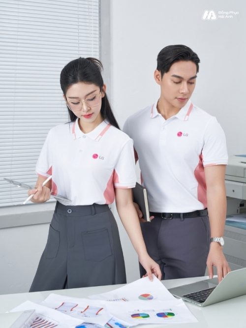 Mẫu Áo Polo Đồng Phục Công Ty LG Màu Trắng Gạo - 2