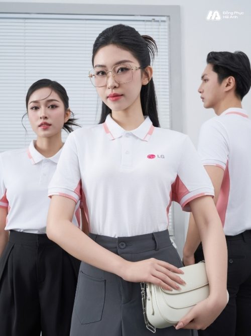 Mẫu Áo Polo Đồng Phục Công Ty LG Màu Trắng Gạo - 1