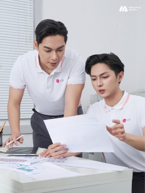 Mẫu Áo Polo Đồng Phục Công Ty LG Màu Trắng Gạo - 3