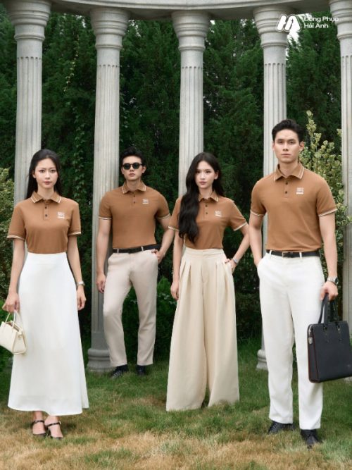 Mẫu Áo Polo Đồng Phục Công Ty Timeless Màu Cafe Sữa - 3