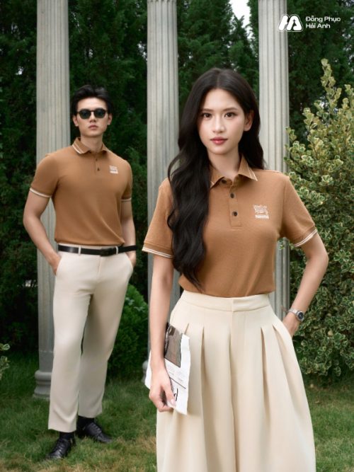 Mẫu Áo Polo Đồng Phục Công Ty Timeless Màu Cafe Sữa - 1