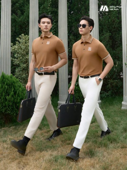 Mẫu Áo Polo Đồng Phục Công Ty Timeless Màu Cafe Sữa - 4