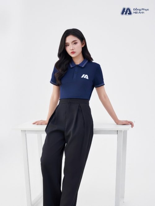Mẫu Áo Polo Đồng Phục Công Ty Màu Xanh Đen Cổ Dệt - 4