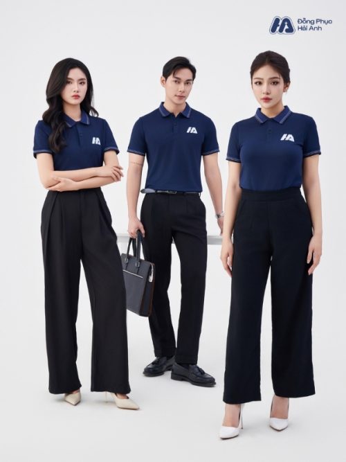 Mẫu Áo Polo Đồng Phục Công Ty Màu Xanh Đen Cổ Dệt - 3