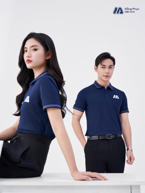Mẫu Áo Polo Đồng Phục Công Ty Màu Xanh Đen Cổ Dệt - 2