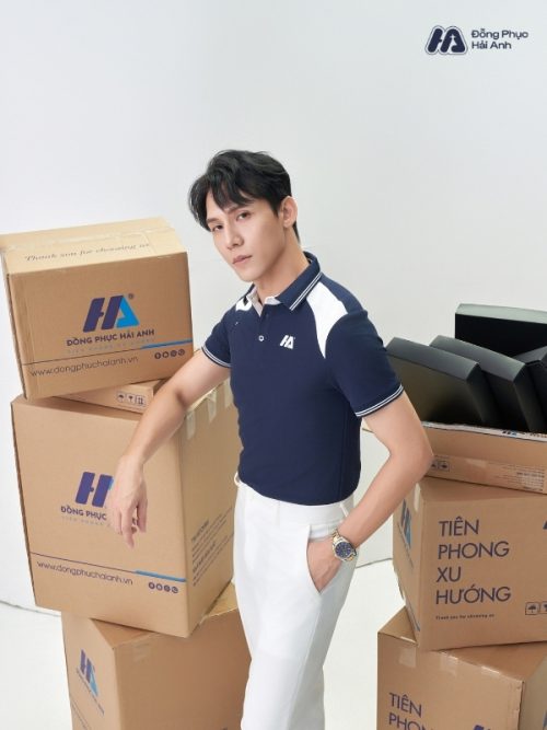 Mẫu Áo Polo Đồng Phục Công Ty Màu Xanh Đen Phối Vai - 3