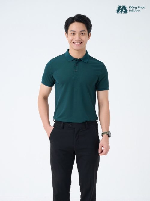 Mẫu Áo Polo Đồng Phục Công Ty Màu Xanh Ve Chai-3