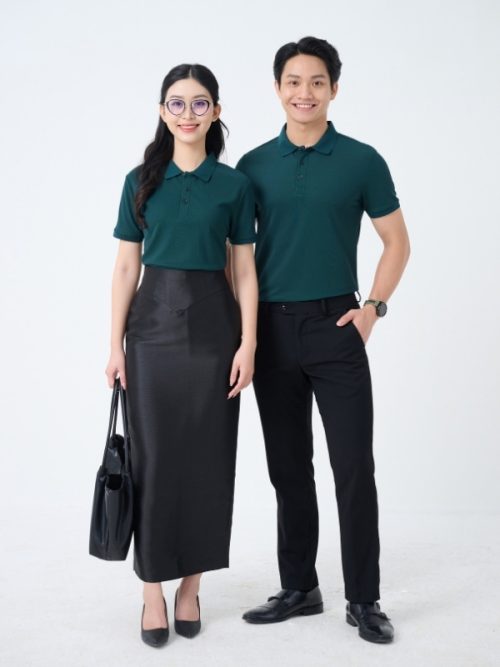 Mẫu Áo Polo Đồng Phục Công Ty Màu Xanh Ve Chai-2