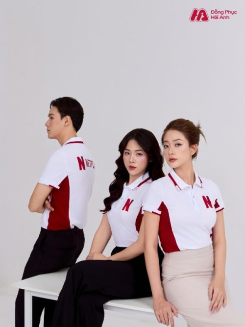Mẫu Áo Polo Đồng Phục Công Ty Netflix Màu Trắng Gạo - 4