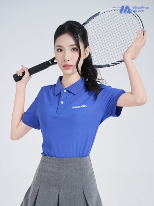Mẫu Áo Polo Đồng Phục Công Ty Samsung Màu Xanh Bích - 4