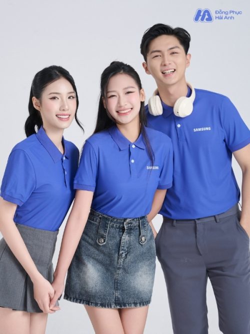Mẫu Áo Polo Đồng Phục Công Ty Samsung Màu Xanh Bích - 1