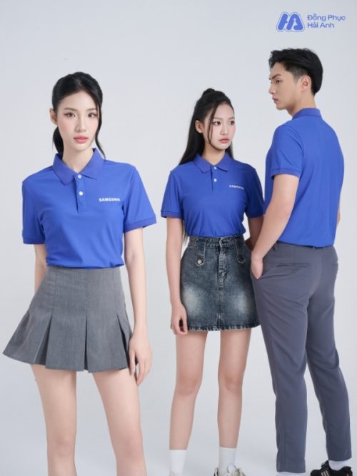 Mẫu Áo Polo Đồng Phục Công Ty Samsung Màu Xanh Bích - 3