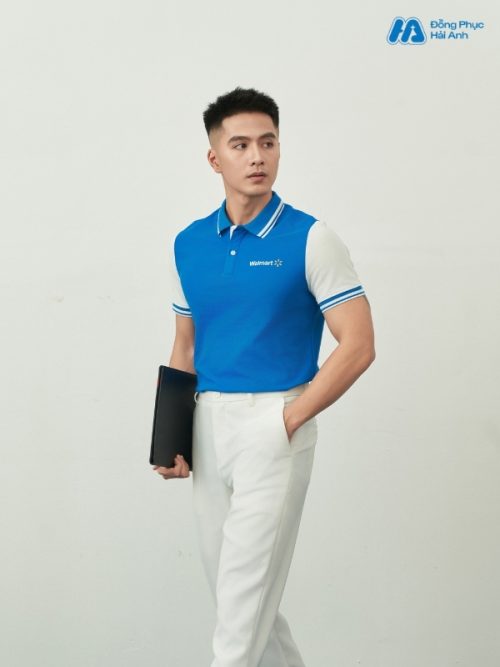 Mẫu Áo Polo Đồng Phục Công Ty Walmart Màu Xanh Ya - 3