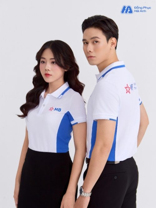 Mẫu Áo Polo Đồng Phục MB Bank Màu Trắng Gạo Phối Xanh Bích Lợt - 4