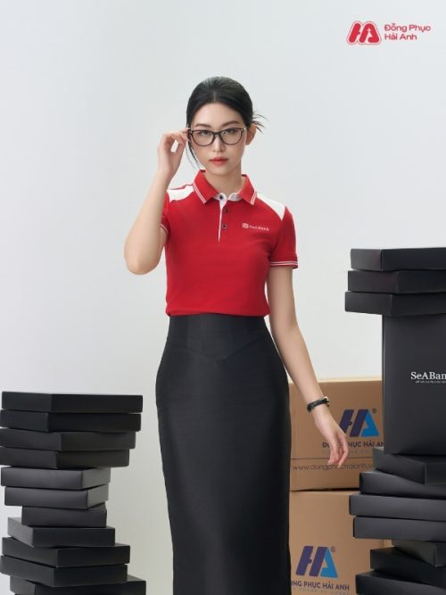 Mẫu Áo Polo Đồng Phục Seabank Màu Đỏ - 1
