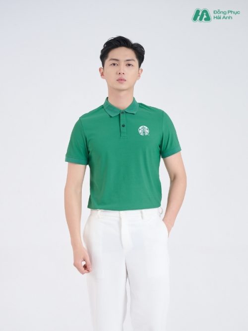 Mẫu Áo Polo Đồng Phục Starbuck Màu Xanh Lá - 2