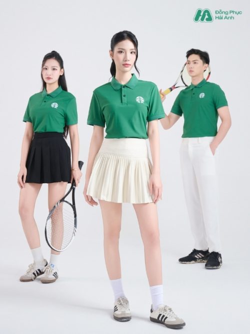 Mẫu Áo Polo Đồng Phục Starbuck Màu Xanh Lá -1