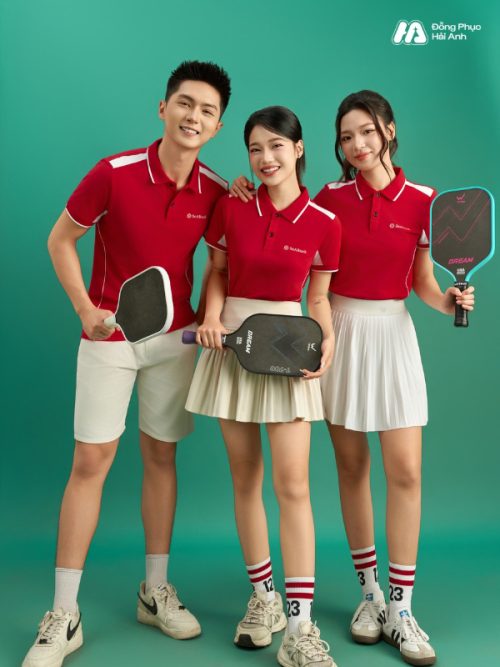 Mẫu Áo Polo Đồng Phục Công Ty Color Fuse Màu Đỏ Phối Trắng Gạo - 2