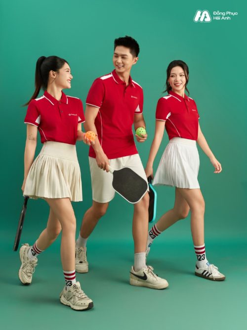 Mẫu Áo Polo Đồng Phục Công Ty Color Fuse Màu Đỏ Phối Trắng Gạo - 5