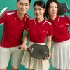Mẫu Áo Polo Đồng Phục Công Ty Color Fuse Màu Đỏ Phối Trắng Gạo - 1