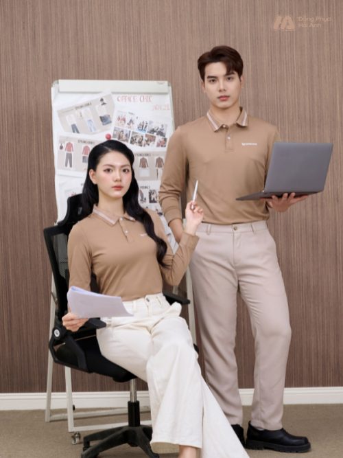 Mẫu Áo Polo Đồng Phục Công Ty Dài Tay Nespresso Màu Cafe - 2