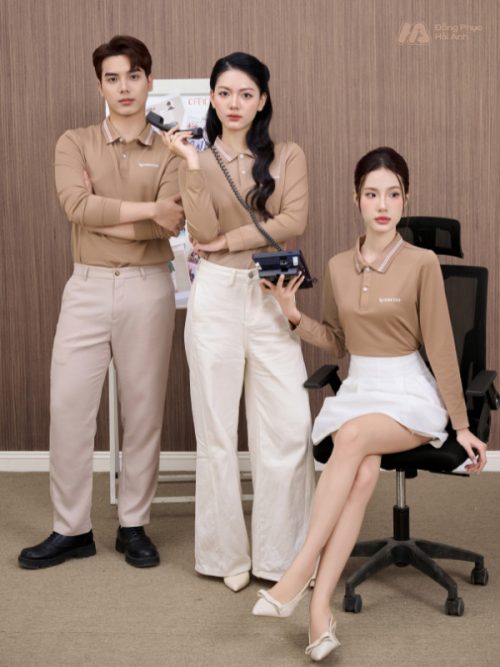 Mẫu Áo Polo Đồng Phục Công Ty Dài Tay Nespresso Màu Cafe - 3
