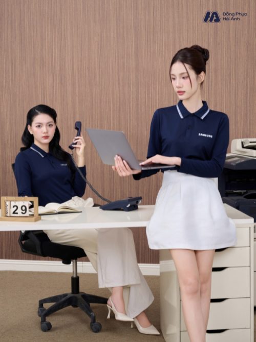 Mẫu Áo Polo Đồng Phục Công Ty Dài Tay Samsung Màu Xanh Đen - 4