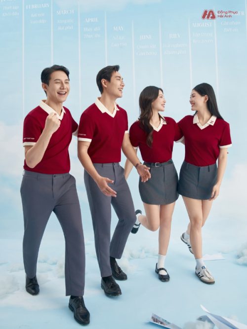Mẫu Áo Polo Đồng Phục Công Ty Màu Đỏ Đô Rise Up- 2