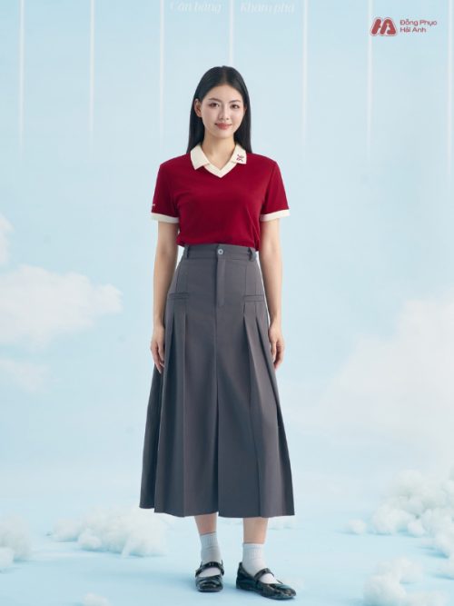 Mẫu Áo Polo Đồng Phục Công Ty Màu Đỏ Đô Rise Up- 4