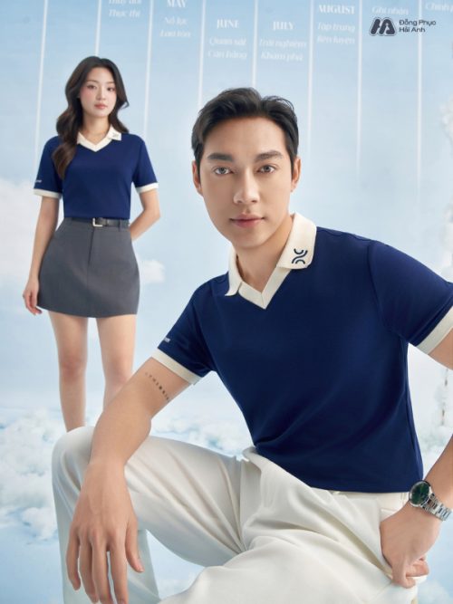 Mẫu Áo Polo Đồng Phục Công Ty Màu Xanh Đen Rise Up - 3