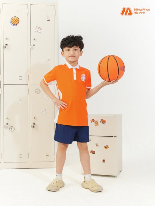 Mẫu Đồng Phục Mầm Non Màu Cam Phối Sườn - 4