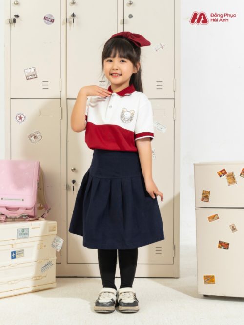 Mẫu Đồng Phục Mầm Non Màu Đỏ Phối Nửa Thân - 2