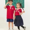 Mẫu Đồng Phục Mầm Non Màu Đỏ Phối Sườn - 1