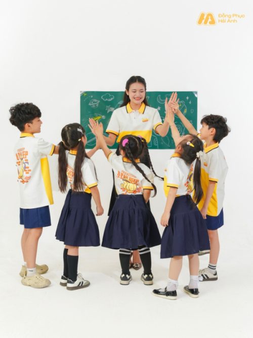 Mẫu Đồng Phục Mầm Non Màu Vàng Phối Nửa Thân - 5